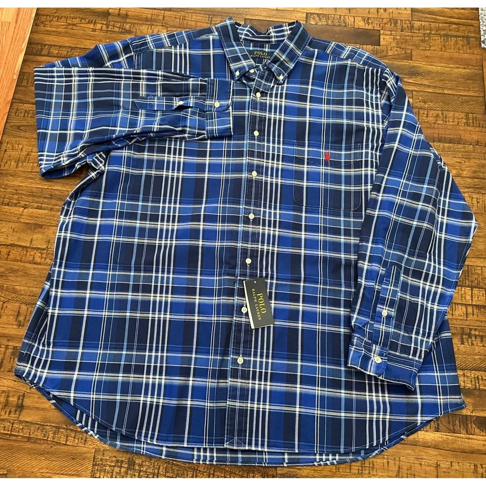 NWT $138 Polo Ralph Lauren Mens 3XB Pony Plaid‎ Oxford Button Down Shirt Big